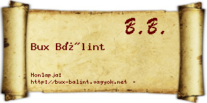 Bux Bálint névjegykártya